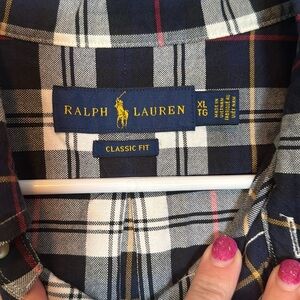 Ralph Lauren Blue Label Navy Plaid Dress Shirt